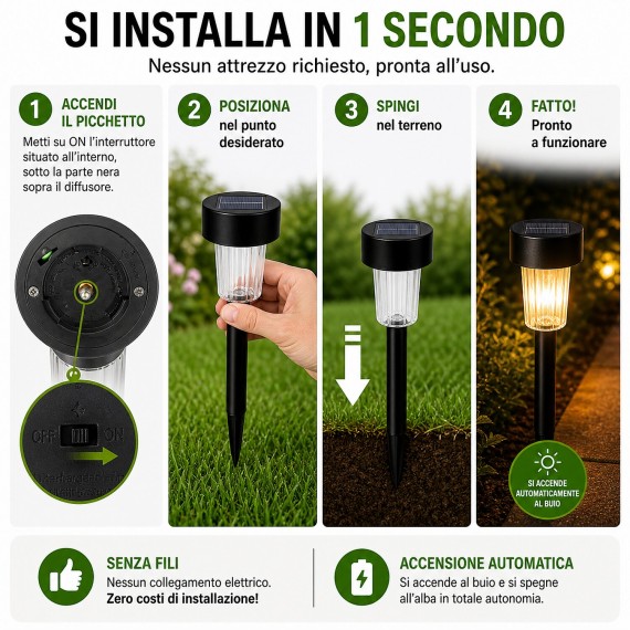 BLOSSOM: Solar LED garden stake. Black plastic.