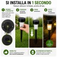 BLOSSOM: Solar LED garden stake. Black plastic.