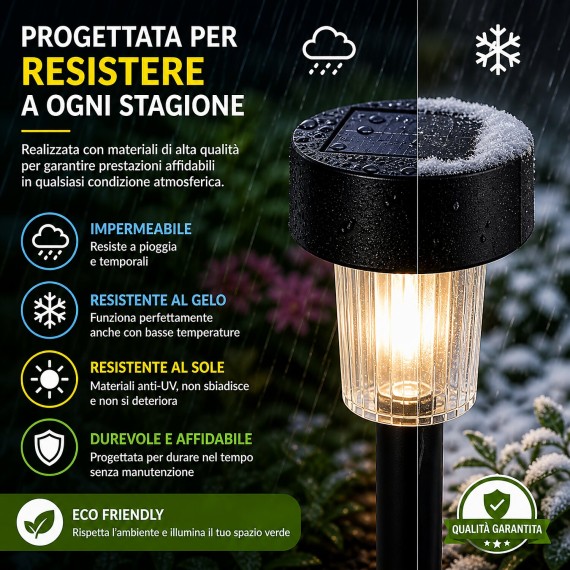BLOSSOM: Solar LED garden stake. Black plastic.