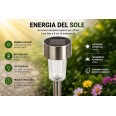 BLOSSOM: LED solar garden stake. Plastic with aluminum finish.