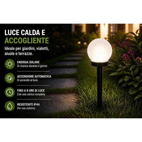GLOBE : 1 lampe solaire de jardin à LEDØ 10 cm....