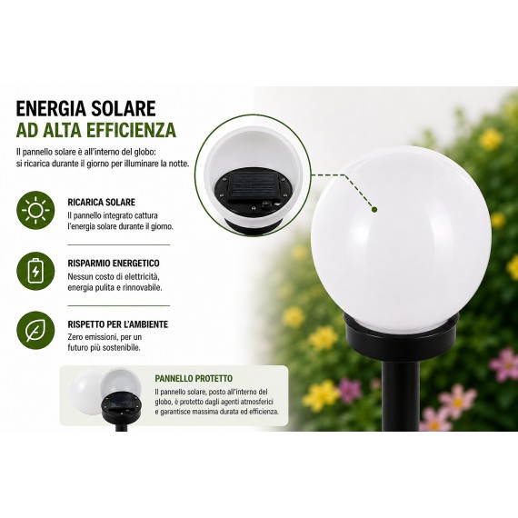 GLOBE : 1 lampe solaire de jardin à LEDØ 10 cm....