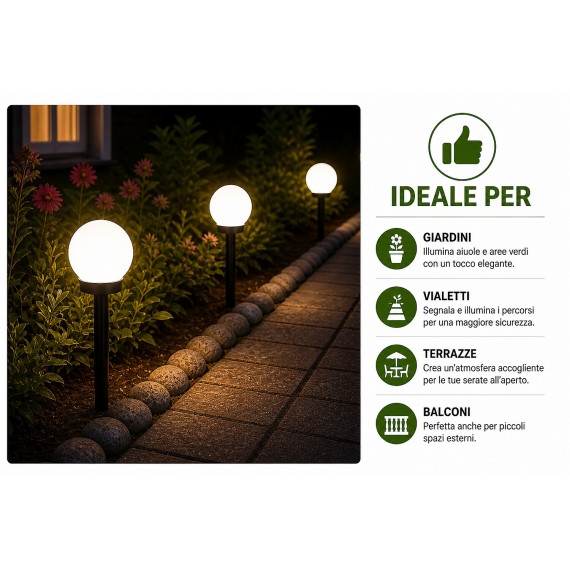 GLOBE : 1 lampe solaire de jardin à LEDØ 10 cm....