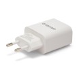 20W AC/DC 220V Charger with USB-A and USB-C Output. White
