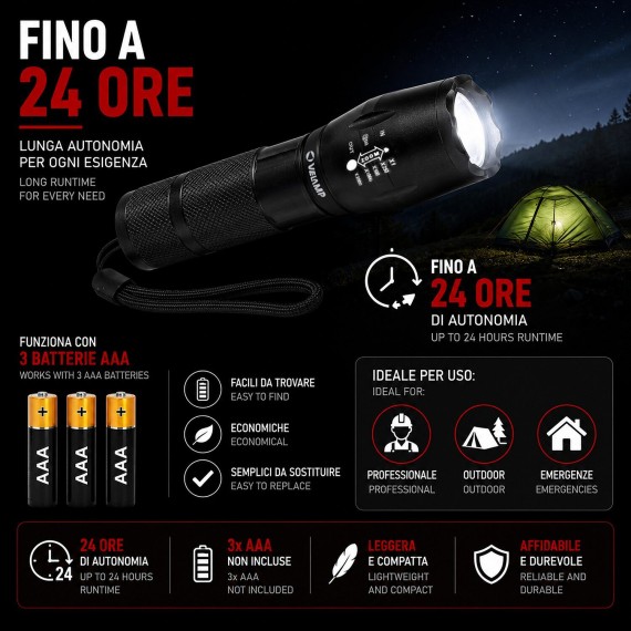 STEEL: 10W LED aluminum flashlight with...