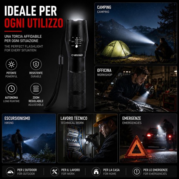 STEEL: 10W LED aluminum flashlight with...