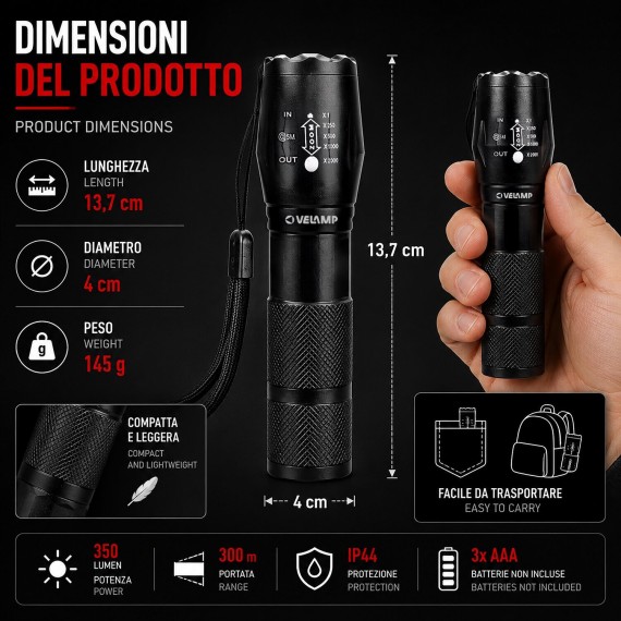 STEEL: 10W LED aluminum flashlight with...