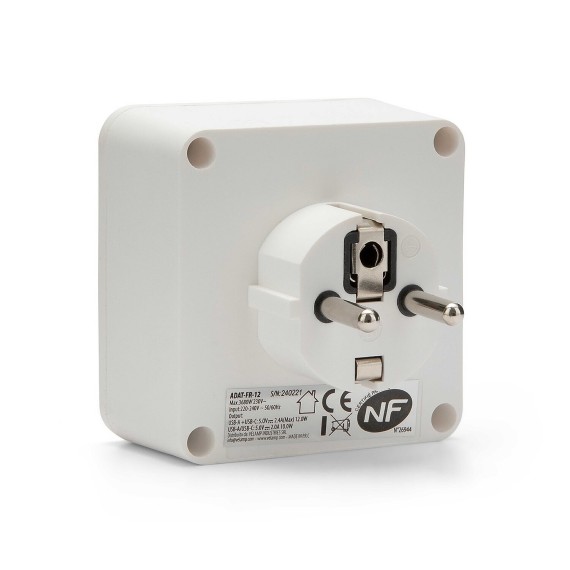 Front biplite 2+P 16A + 6A with night light, 1...