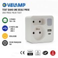 Front biplite 2+P 16A + 6A with night light, 1 USB-A socket and 1 USB-C socket