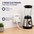 Front biplite 2+P 16A + 6A with night light, 1 USB-A socket and 1 USB-C socket
