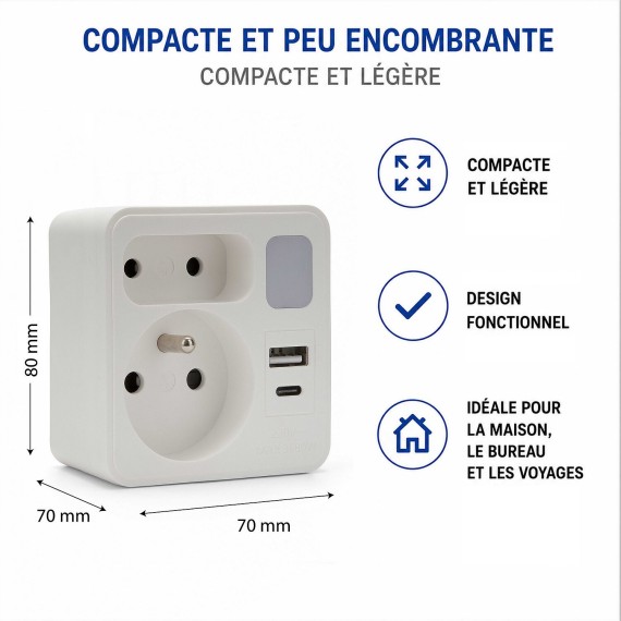 Front biplite 2+P 16A + 6A with night light, 1...