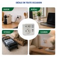 Front biplite 2+P 16A + 6A with night light, 1 USB-A socket and 1 USB-C socket