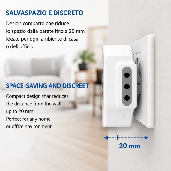 Adattatore presa tripla: 3 prese 10A e 1 spina 10A