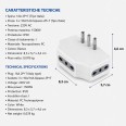Triple socket adapter: 3 10A/16A two-way sockets and 1 16A plug