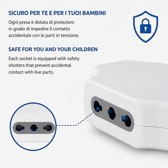 Triple socket adapter: 3 10A/16A two-way...