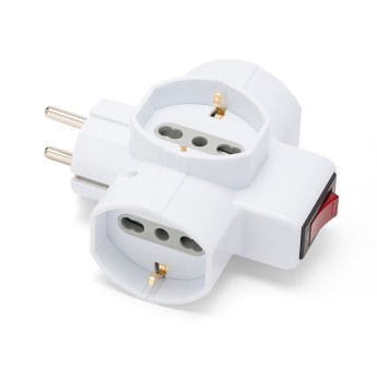 Adattatore 3 prese 10/16A bipasso con Schuko e 1 spina...