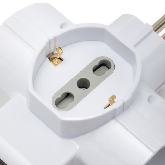 Three-socket 10/16A adapter with Schuko and one...