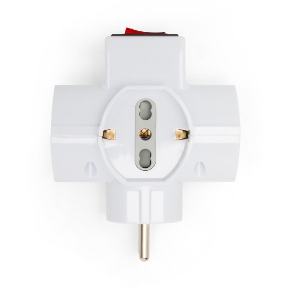 Three-socket 10/16A adapter with Schuko and one...