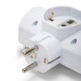 Three-socket 10/16A adapter with Schuko and one 16A plug. With overload protection. 3500W max.