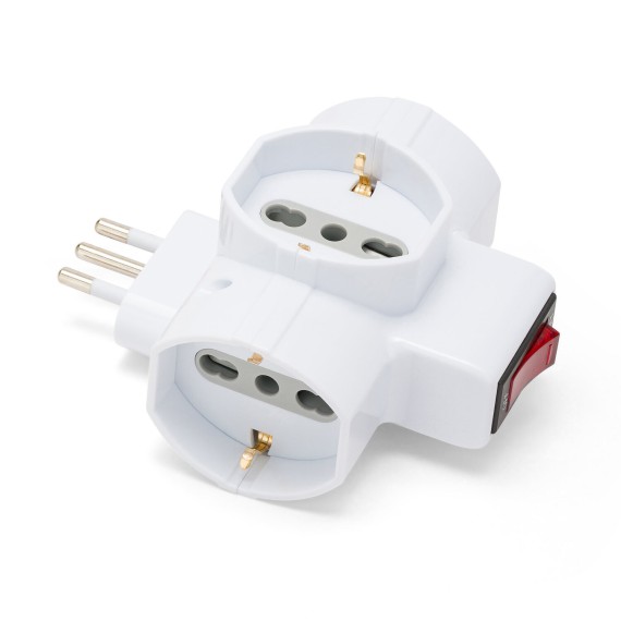 Three-socket 10/16A adapter with Schuko and one...