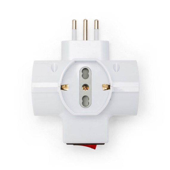 Three-socket 10/16A adapter with Schuko and one...