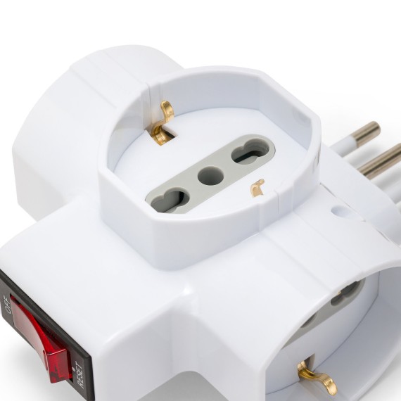 Three-socket 10/16A adapter with Schuko and one...