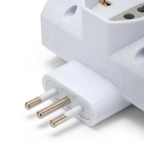 Three-socket 10/16A adapter with Schuko and one...