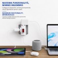 Three-socket 10/16A adapter with Schuko and one 10A plug. With overload protection.