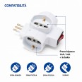 Three-socket 10/16A adapter with Schuko and one 10A plug. With overload protection.