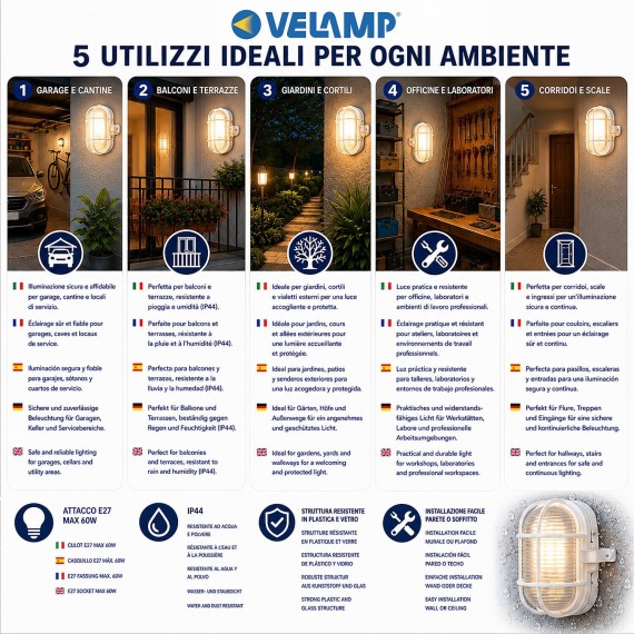 Oval plastic and glass wall light. E27 socket,...