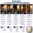 Oval plastic and glass wall light. E27 socket, max 60W - White