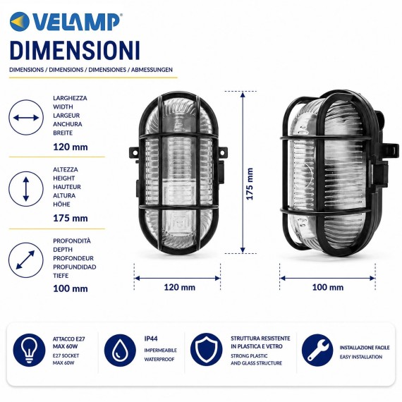 Oval plastic and glass wall light. E27 socket,...