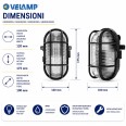 Oval plastic and glass wall light. E27 socket, max 60W - Black