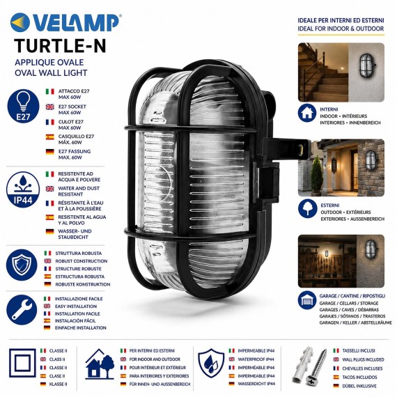 Oval plastic and glass wall light. E27 socket,...