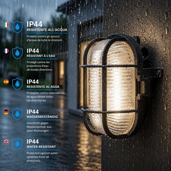 Oval plastic and glass wall light. E27 socket,...