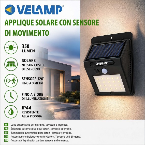 DORY: 350 lumen solar wall light with motion...