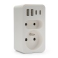 Biplite frontale 2+P 16A + 6A con 2 prese USB-A e 2 prese USB-C