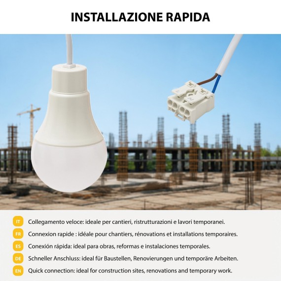 VELAMP Lampadina LED da Cantiere E27 con Cavo e...