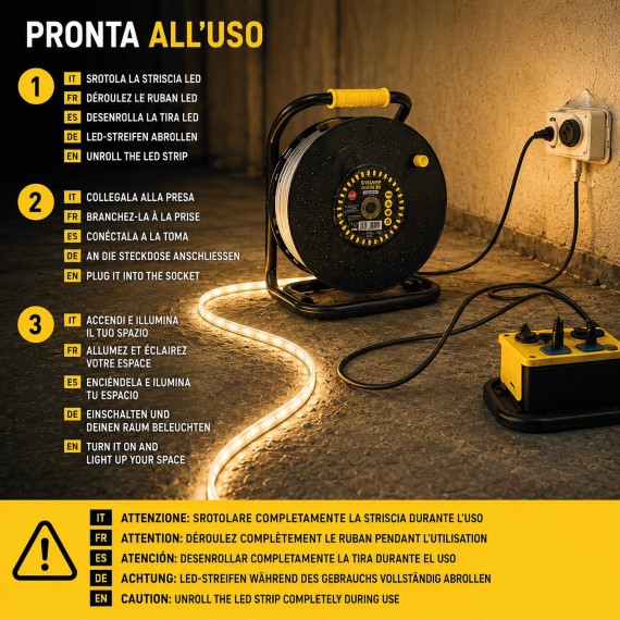RibbON 50m: striscia LED IP65 65.000 lumen. Con...