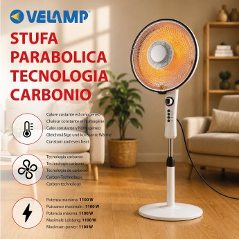 Stufa parabolica tecnologia carbonio 1100W. A piantana,... 2