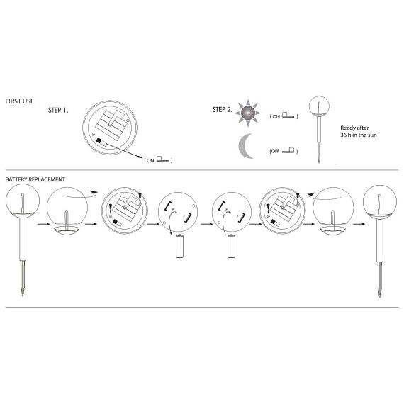 Solar LED filament stake, 10cm diameter. Black.